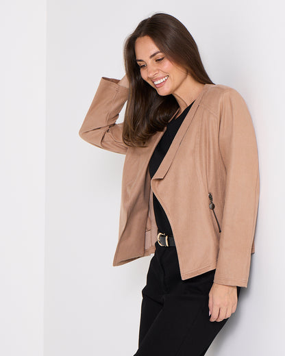 Gabby Faux Leather Jacket - Camel
