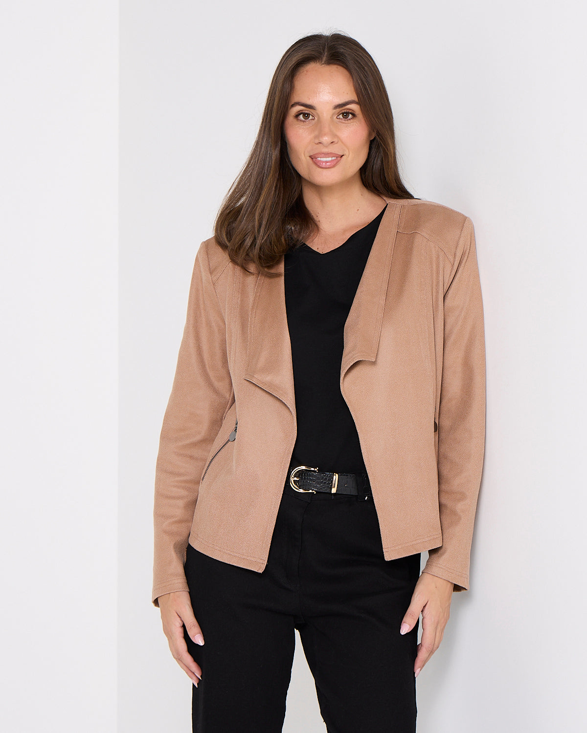 Gabby Faux Leather Jacket - Camel