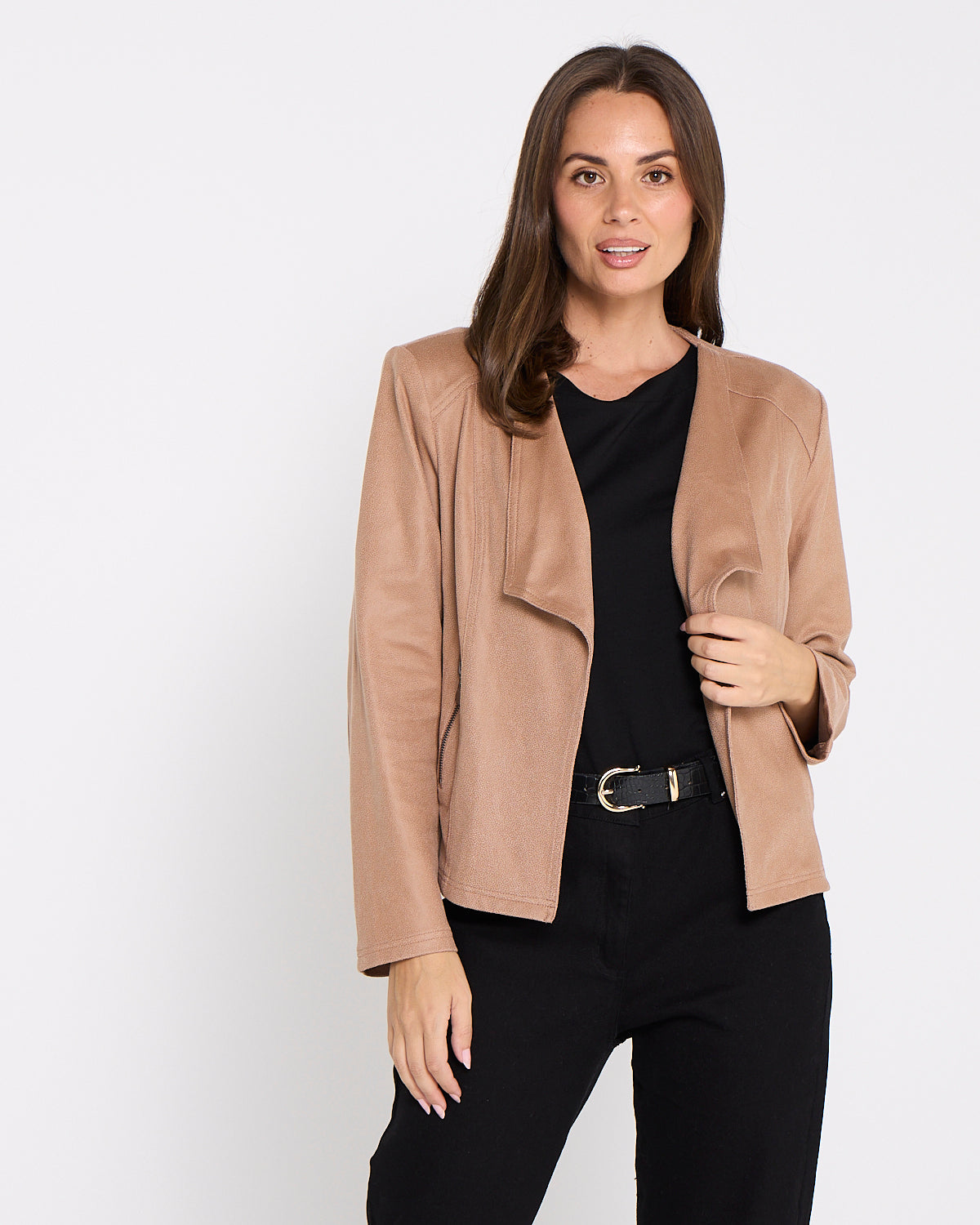 Gabby Faux Leather Jacket - Camel