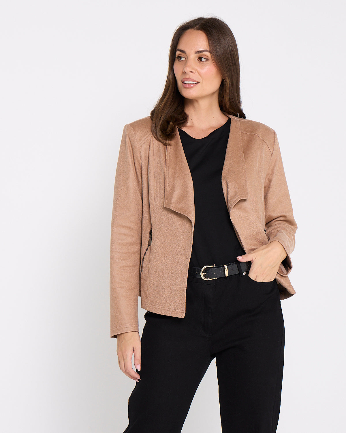 Gabby Faux Leather Jacket - Camel