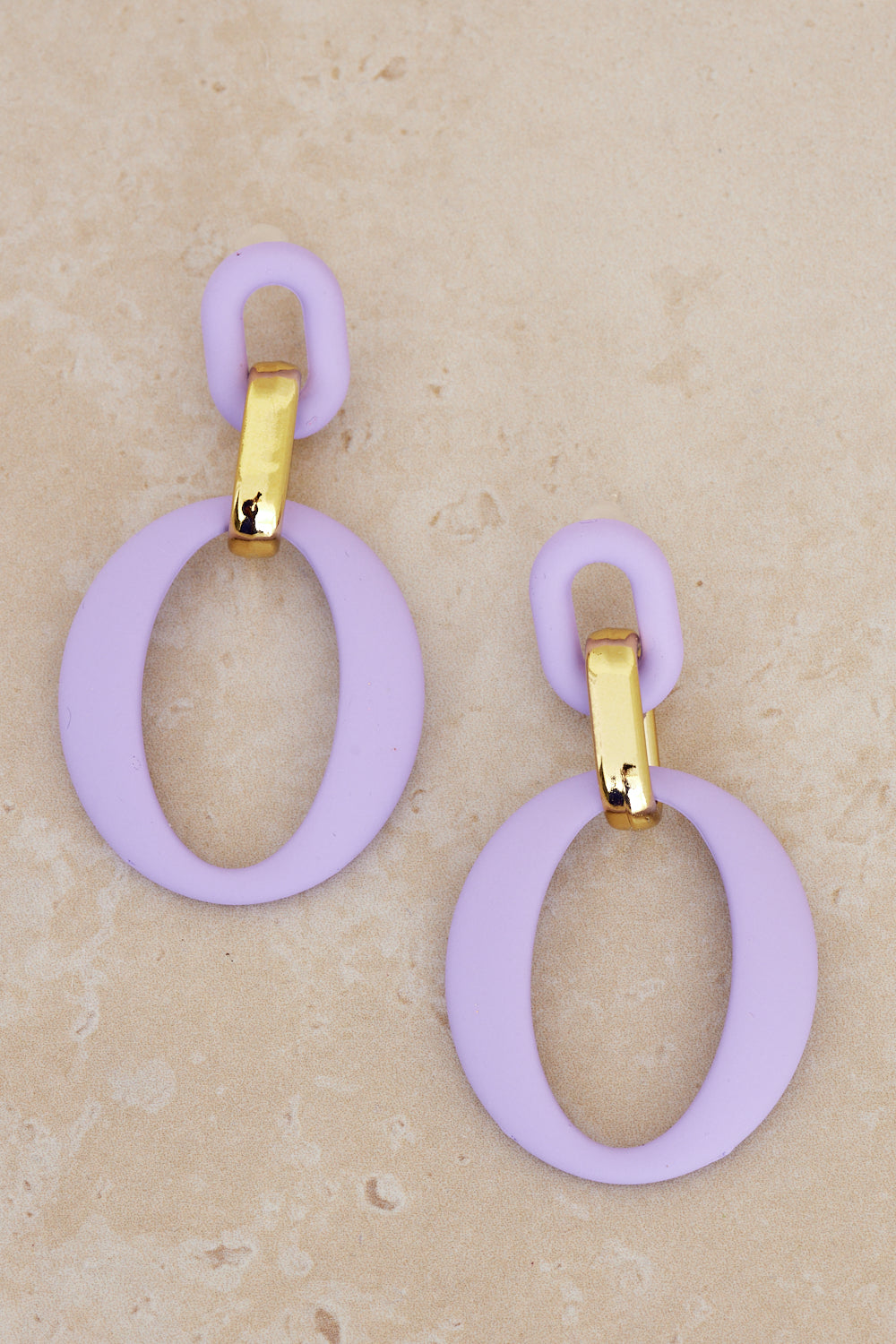 Syme Oval Drop Earrings - Purple