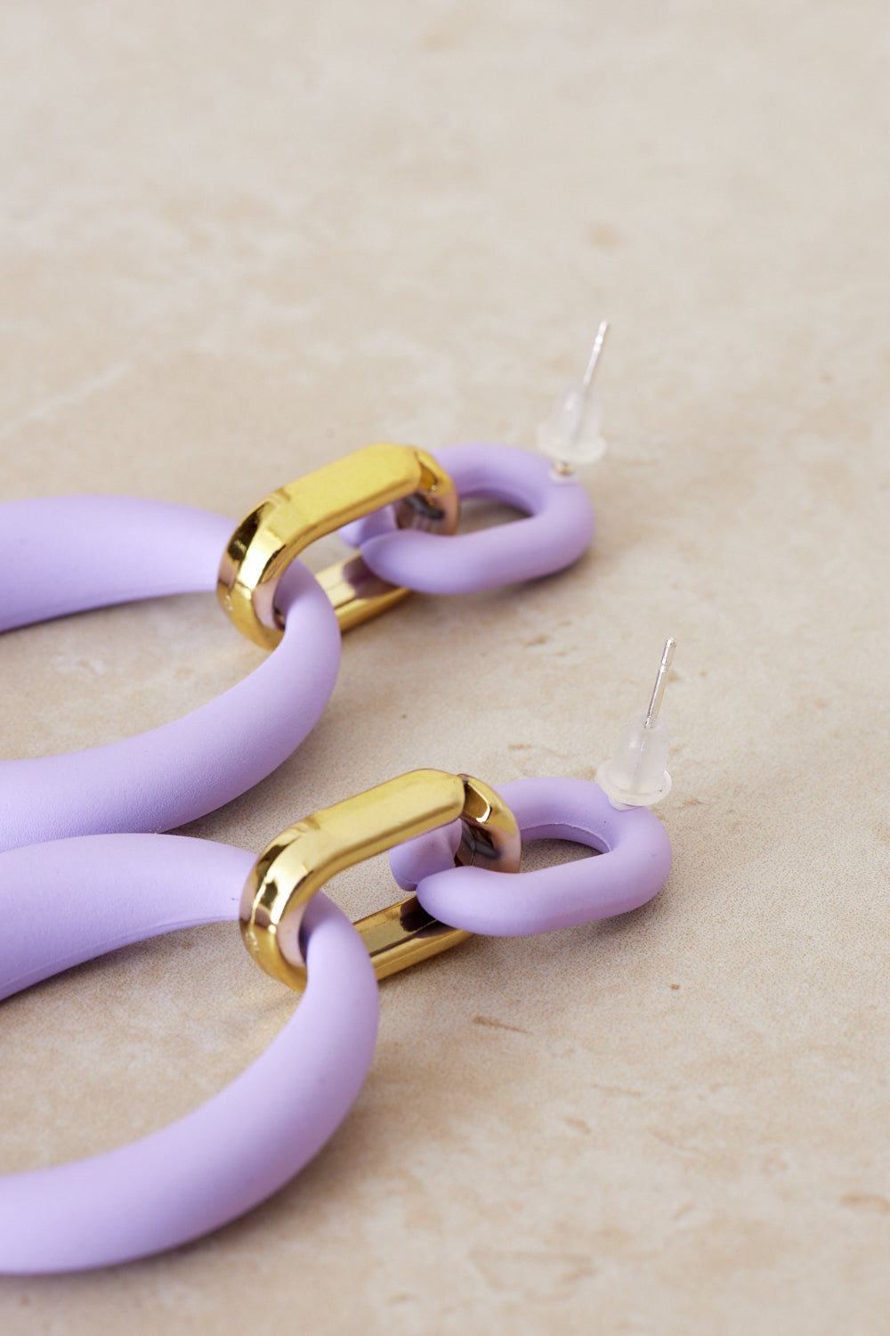 Syme Oval Drop Earrings - Purple