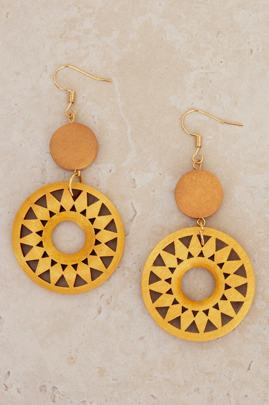 Geometric Sunburst Earrings - Yellow