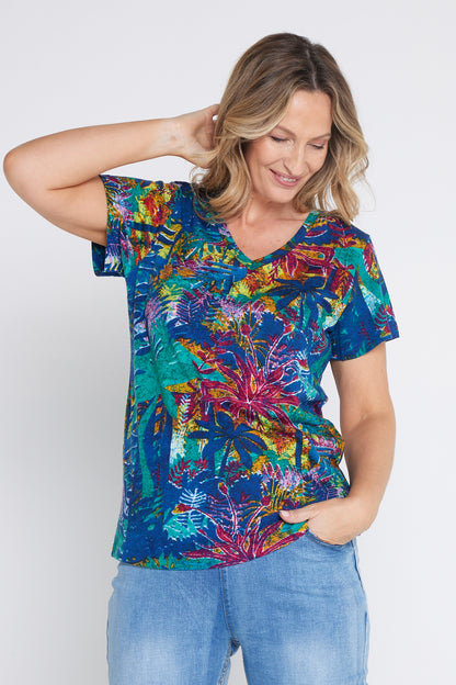 Eva V Neck T-Shirt - Tropical Batiq