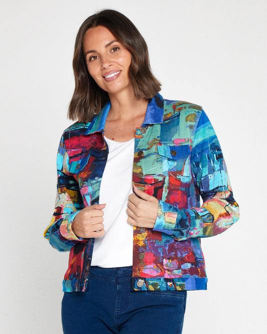 Cotton Biker Jacket - Night Boats