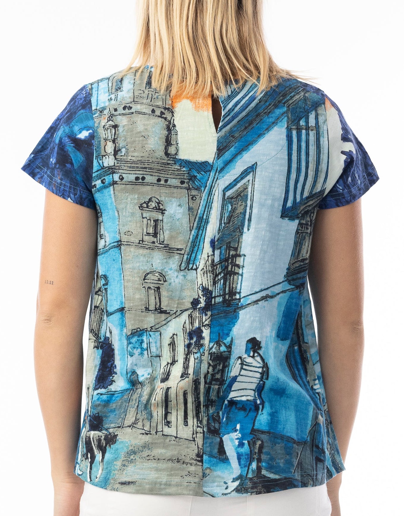 Organic Cotton Contemporary V Tee - Blue Tower