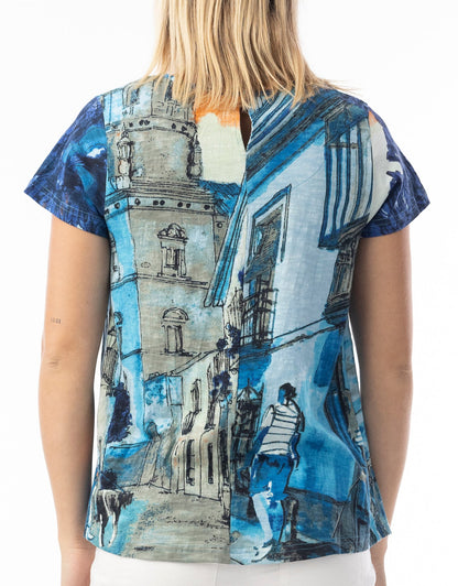 Organic Cotton Contemporary V Tee - Blue Tower