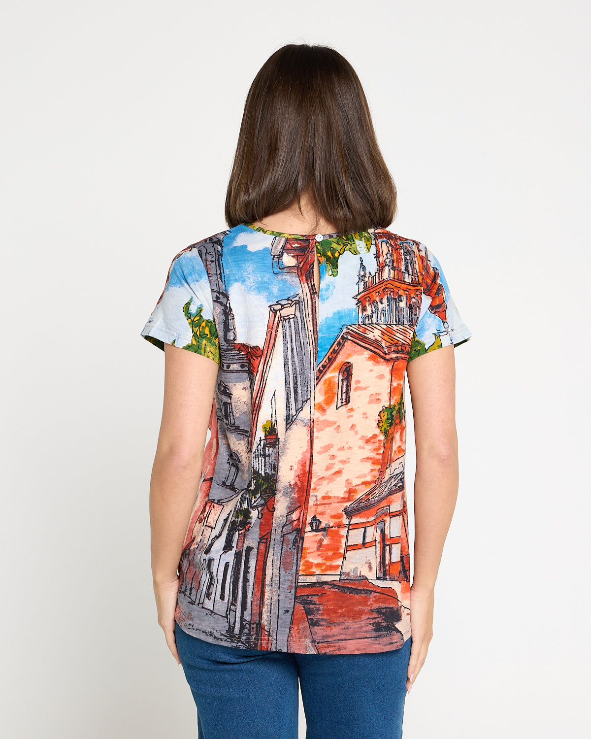 Organic Cotton Contemporary V Tee - Peach Tower