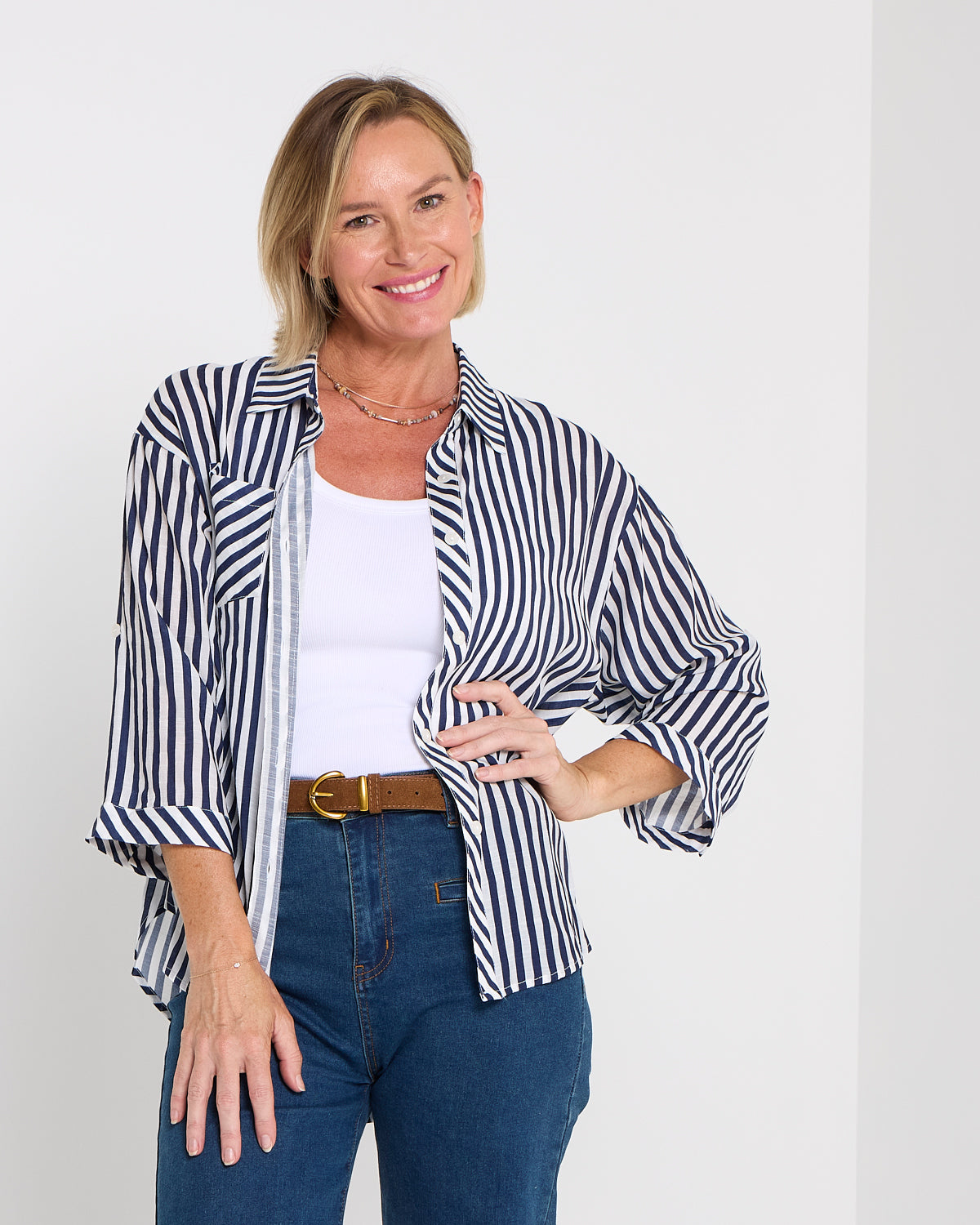 Colana Shirt - Navy Stripe