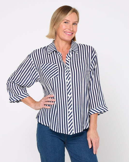 Colana Shirt - Navy Stripe