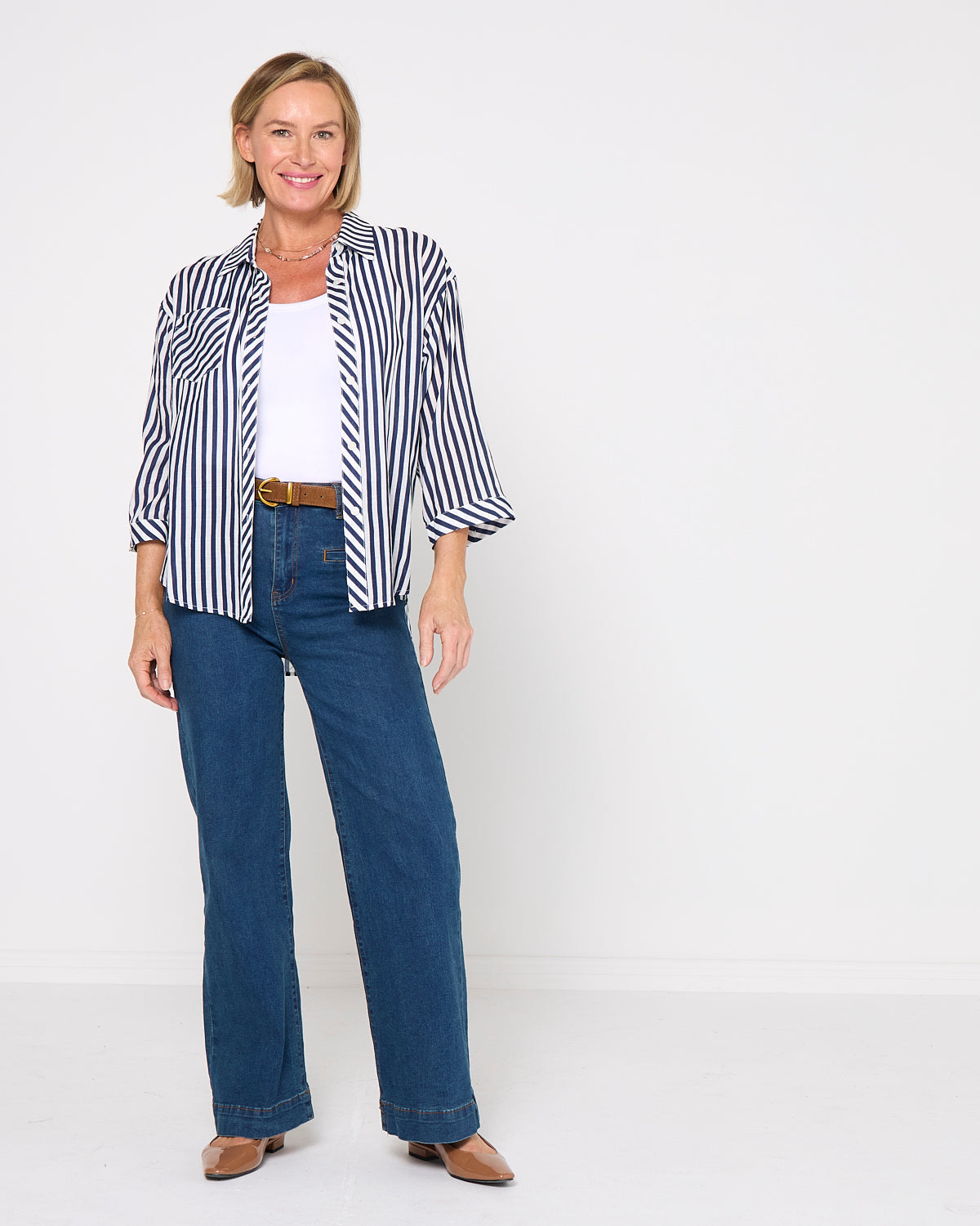 Colana Shirt - Navy Stripe