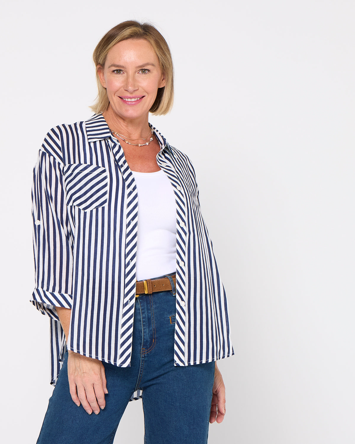 Colana Shirt - Navy Stripe