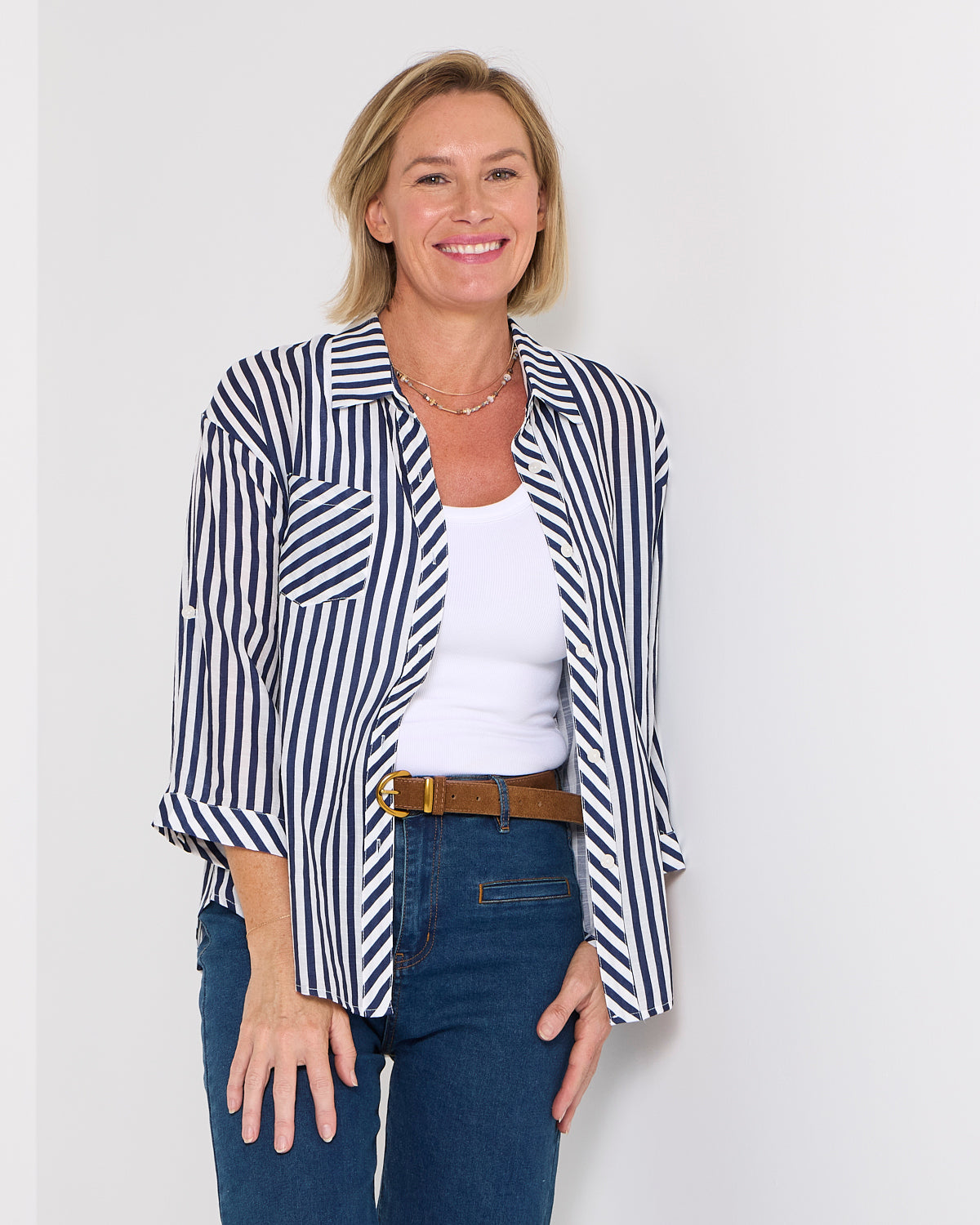 Colana Shirt - Navy Stripe