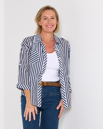 Colana Shirt - Navy Stripe