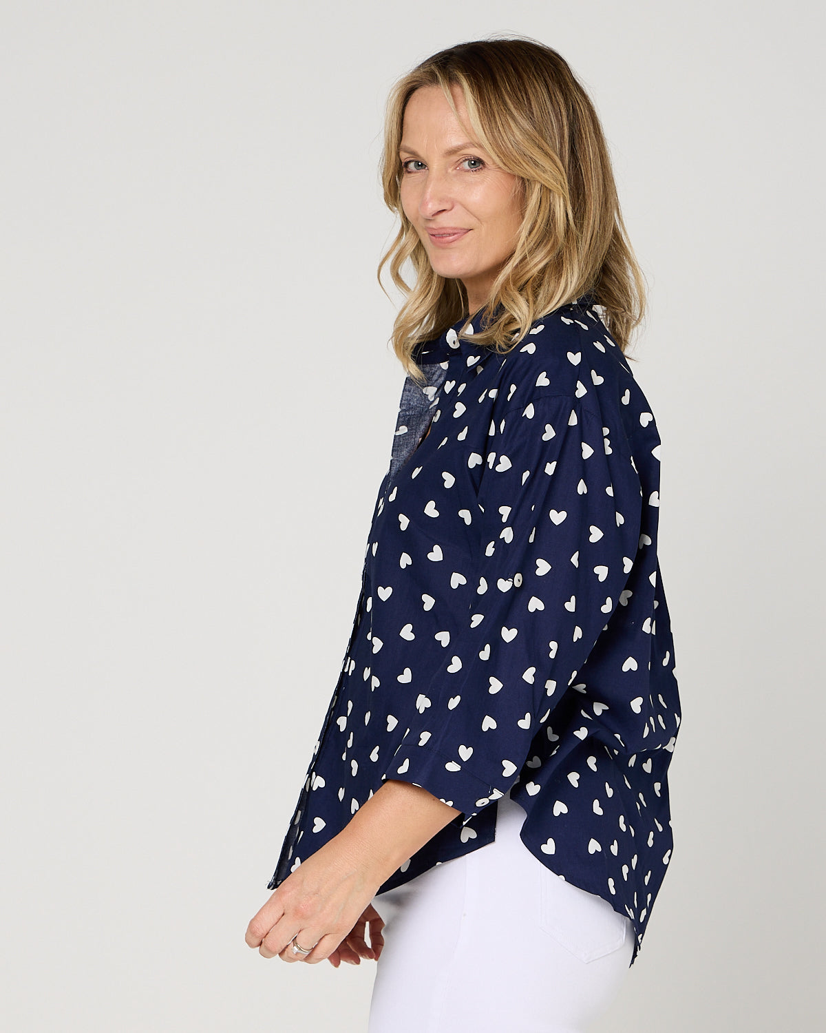 Colana Shirt - Navy Heart: styled view