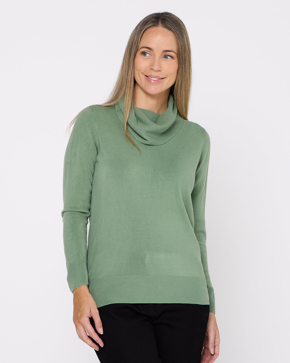 Clara Cowl Knit Top - Sage