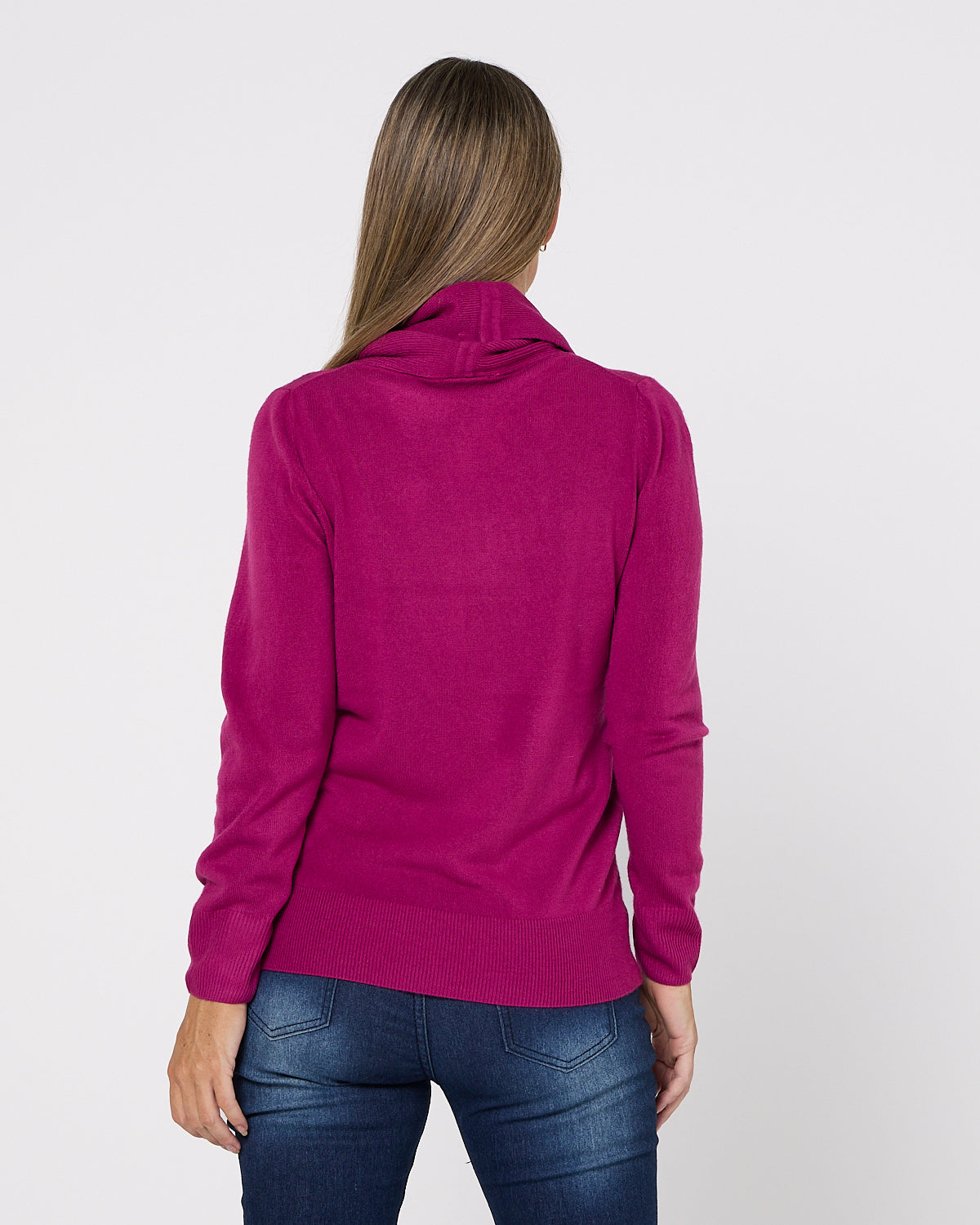 Clara Cowl Knit Top - Cerise