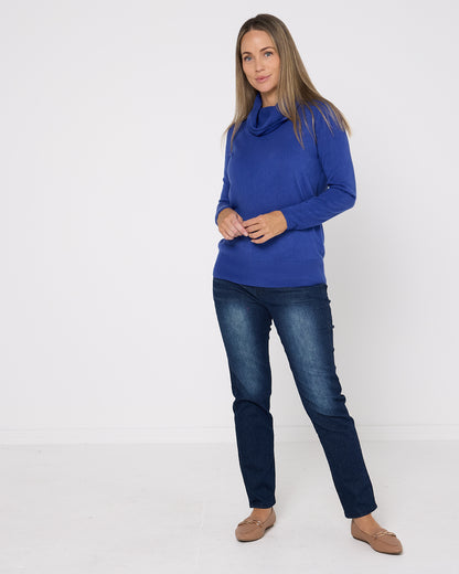 Clara Cowl Knit Top - Jacaranda