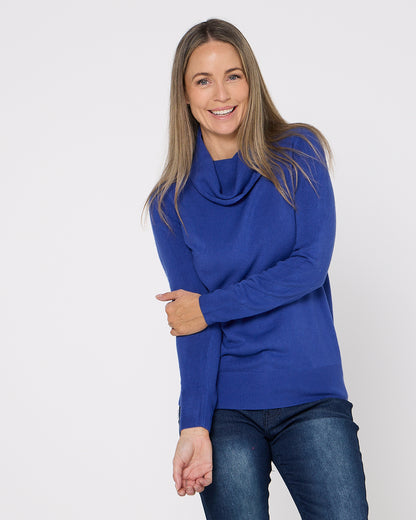 Clara Cowl Knit Top - Jacaranda