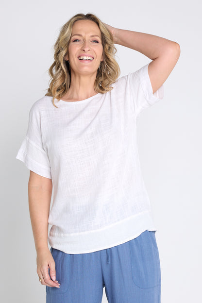 Zahns Linen Top - White