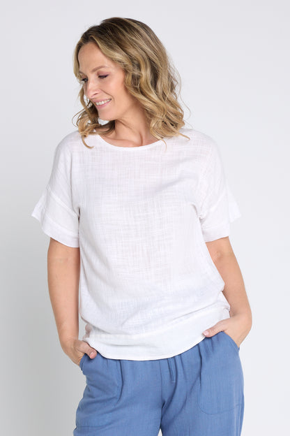 Zahns Linen Top - White