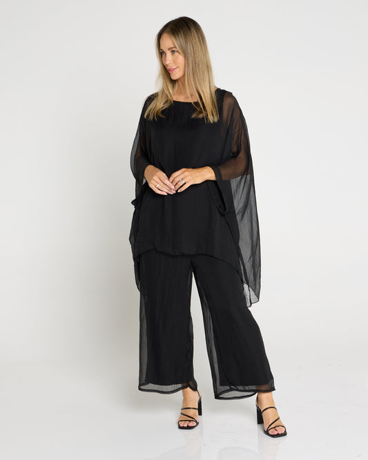 Talissa Chiffon Top - Black