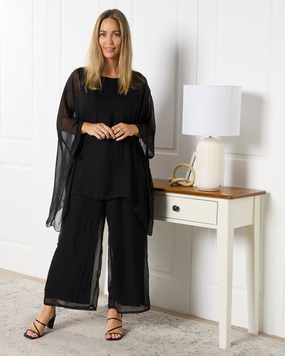 Zamira Chiffon Pants - Black