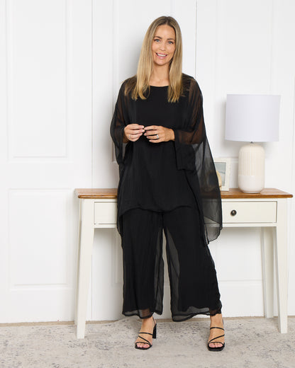 Zamira Chiffon Pants - Black