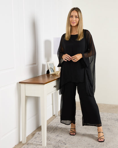 Zamira Chiffon Pants - Black