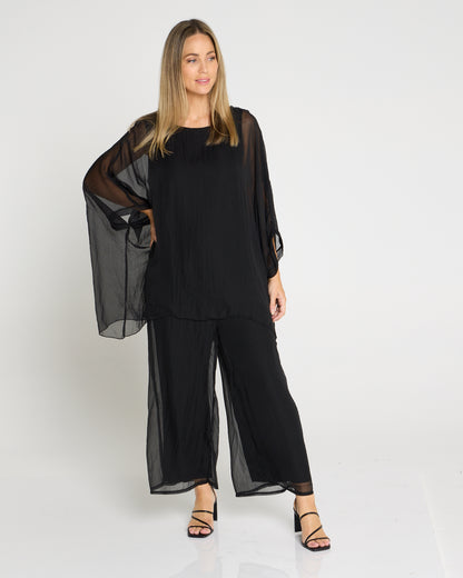 Zamira Chiffon Pants - Black