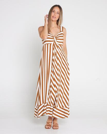 Treville Stripe Dress - Caramel