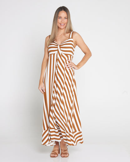 Treville Stripe Dress - Caramel