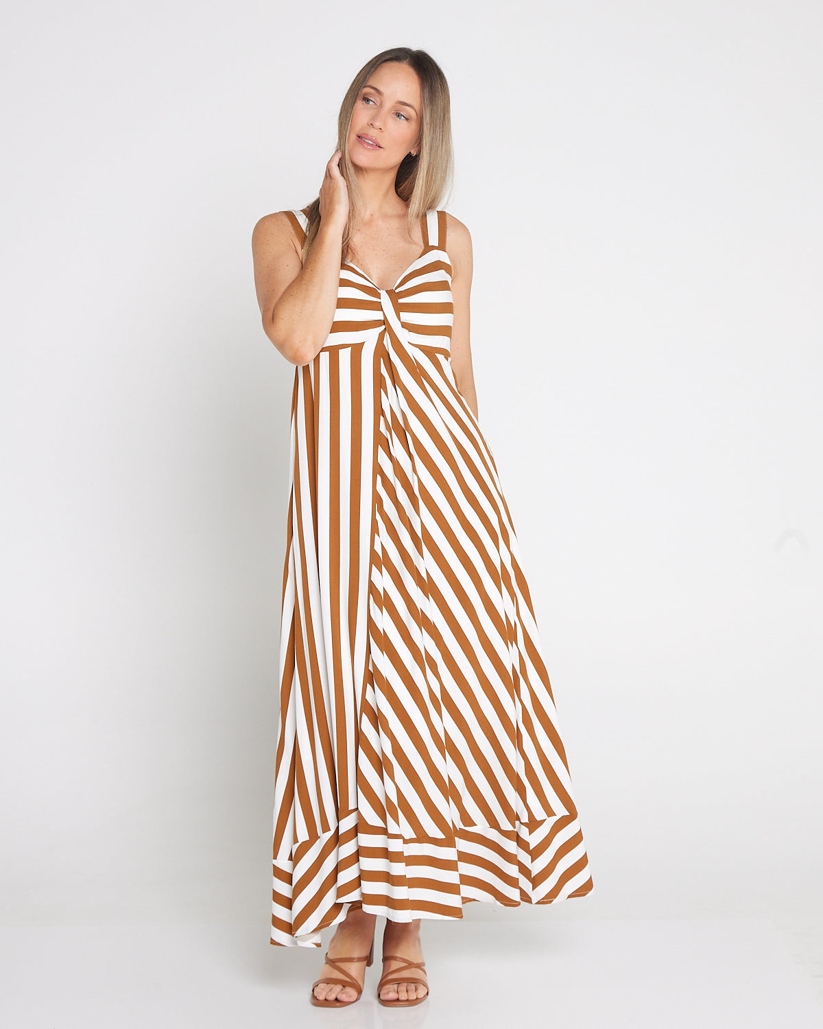 Treville Stripe Dress - Caramel