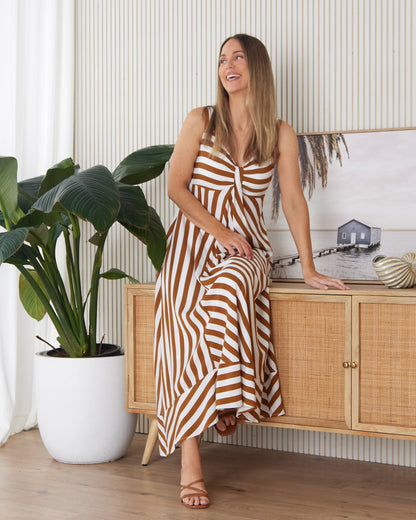 Treville Stripe Dress - Caramel