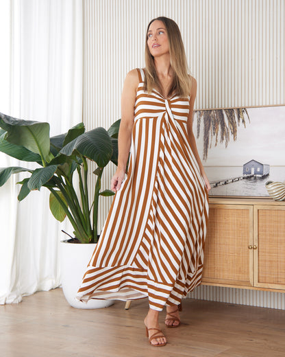Treville Stripe Dress - Caramel