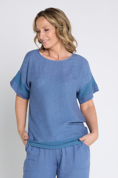 Zahns Linen Top - Denim