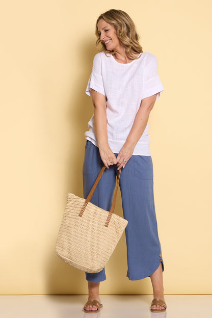 Zahns Linen Top - White