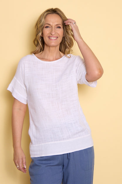 Zahns Linen Top - White