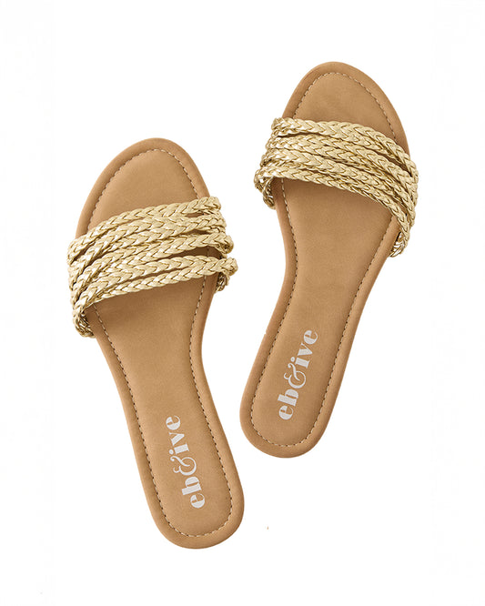 Miramar Plaited Sandal - Gold