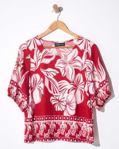 Falkiner Border Print Top - Red