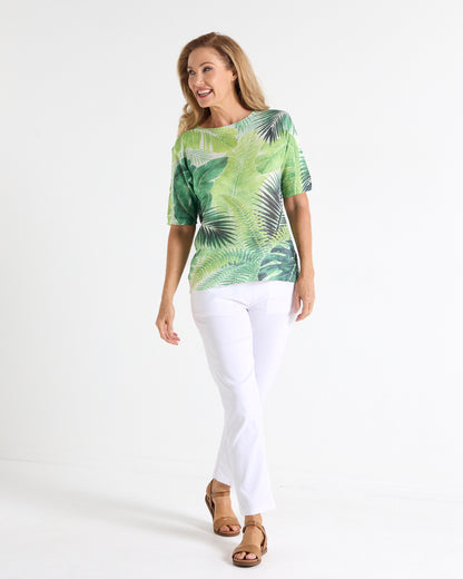 Caprina Knit Top - Green Leaf