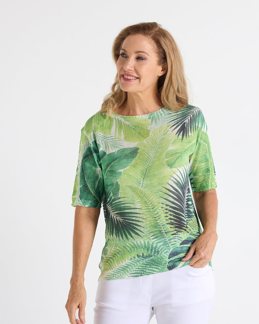 Caprina Knit Top - Green Leaf