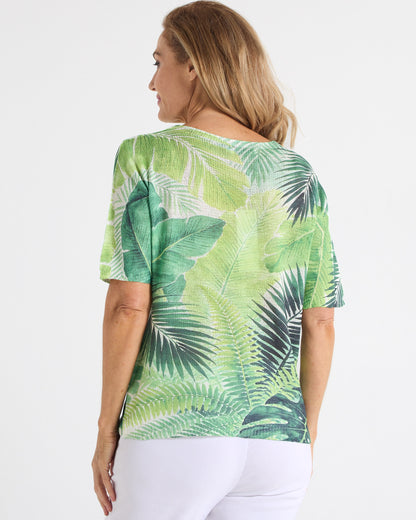 Caprina Knit Top - Green Leaf