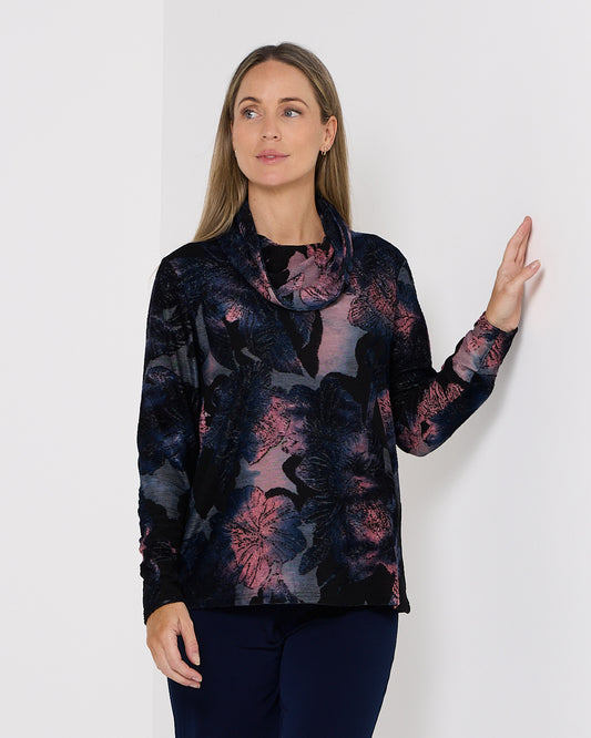Angelique Cowl Neck Top - Dusk Blossom