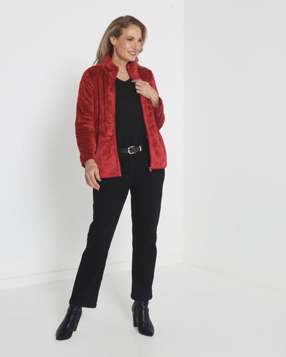 Freya Fluffy Jacket - Red