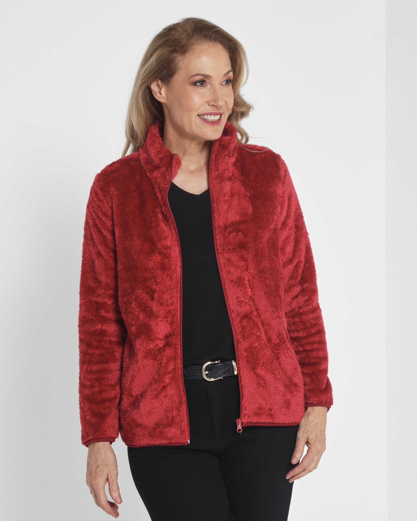 Freya Fluffy Jacket - Red