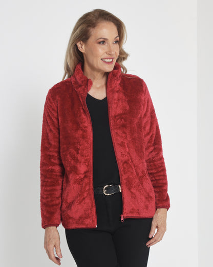 Freya Fluffy Jacket - Red