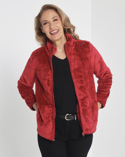 Freya Fluffy Jacket - Red