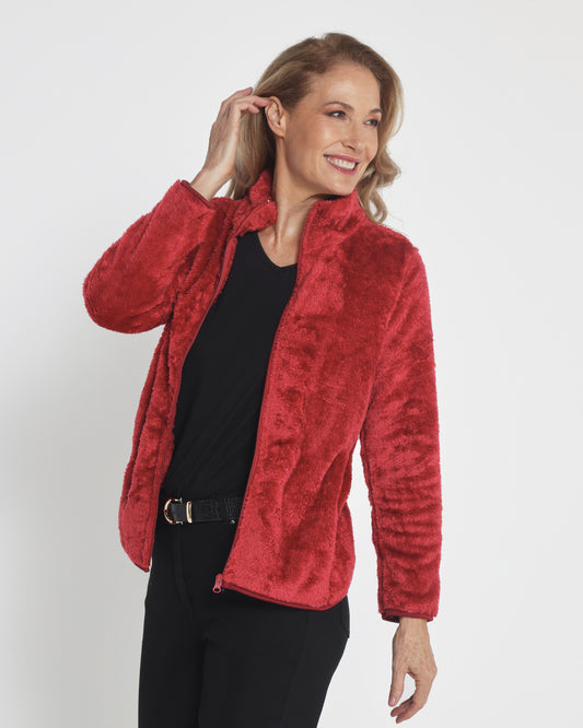 Freya Fluffy Jacket - Red