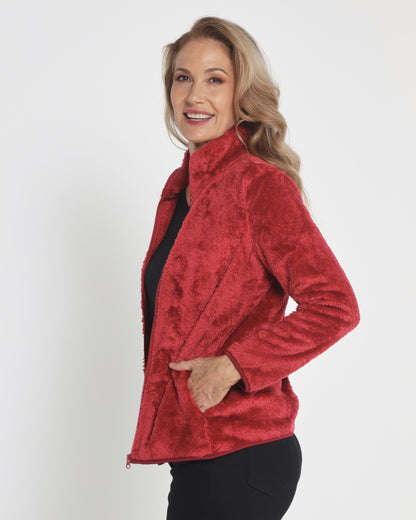 Freya Fluffy Jacket - Red